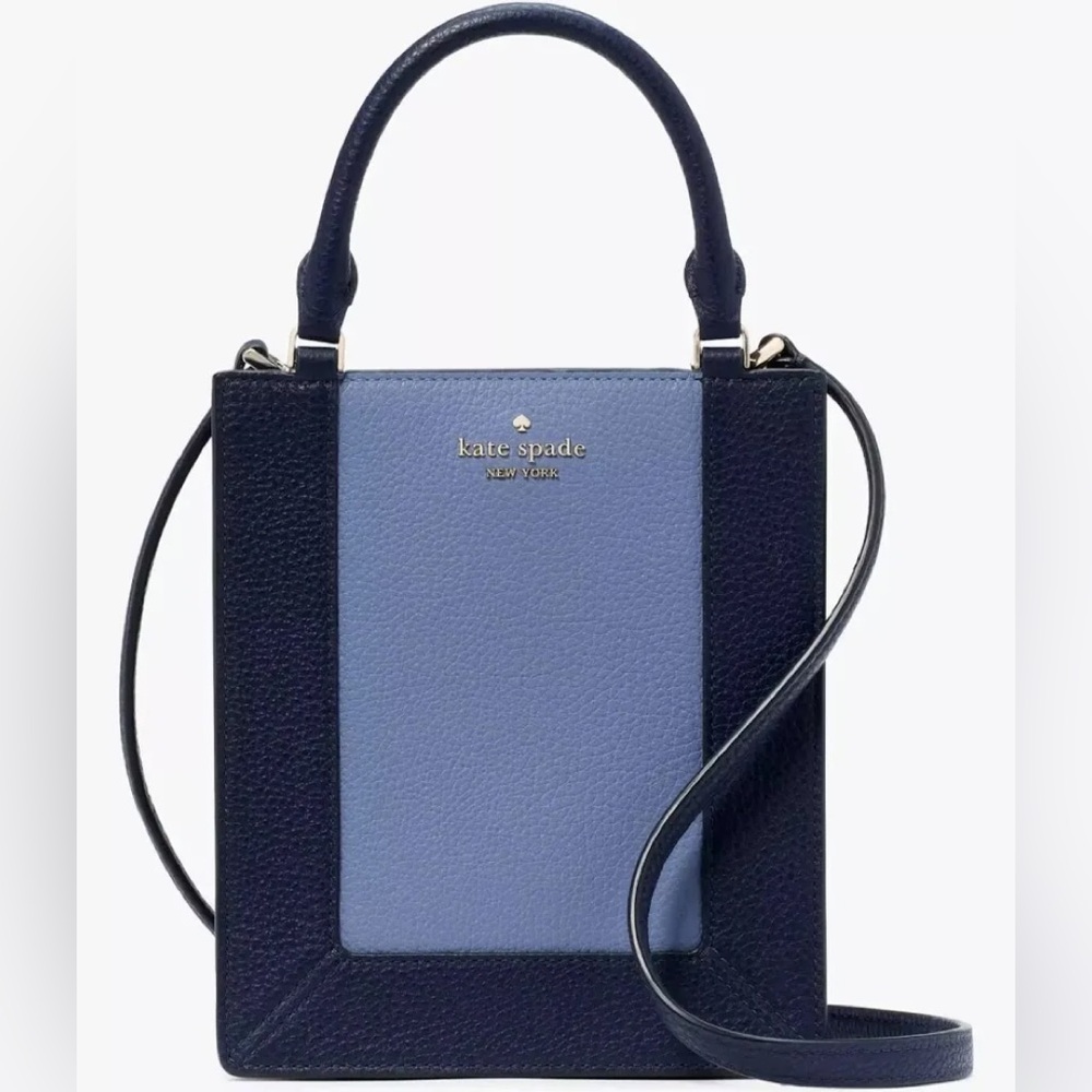 Kate Spade Lena mini Tote in Navy and light Blue Colorblock & pebble leather NWT